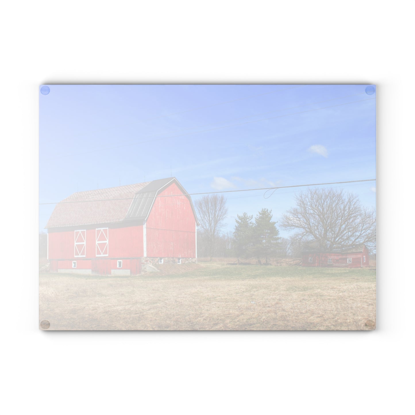 U R There Photography Kings Mill Red II Rustic Farmhouse Tempered-Glass Cutting Board