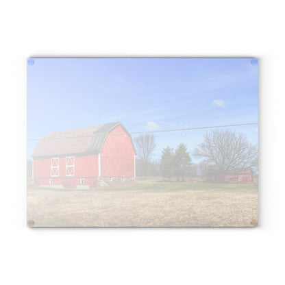 U R There Photography Kings Mill Red II Rustic Farmhouse Tempered-Glass Cutting Board