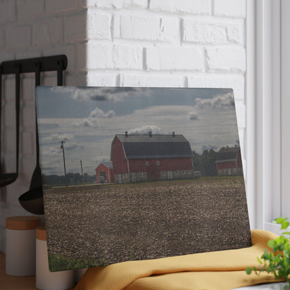 U R There Photography Wheeling Road Red Rustic Farmhouse Tempered-Glass Cutting Board