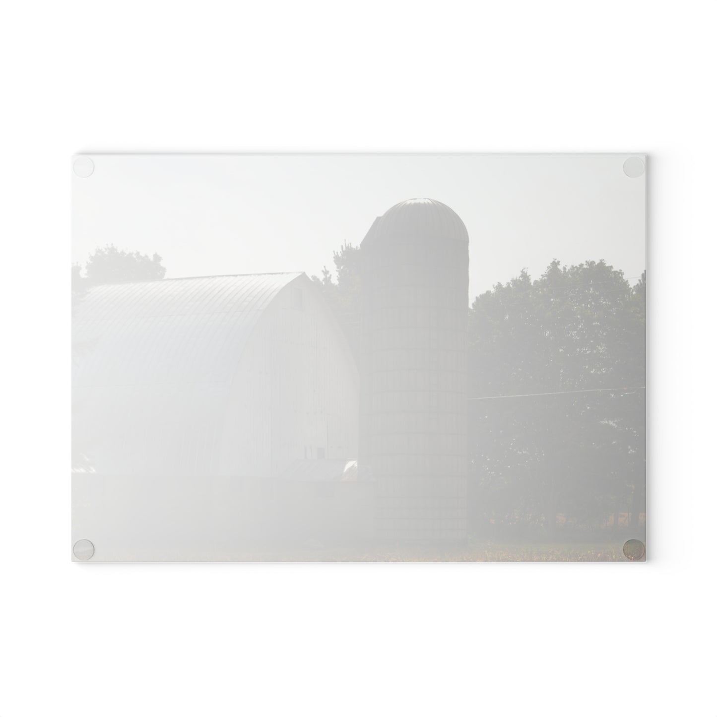 U R There Photography Grey Quonset Barn Rustic Farmhouse Tempered-Glass Cutting Board