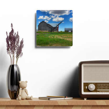 U R There Photography Cass City Elmwood Grey Rustic Farmhouse Acrylic Analog Wall Clock