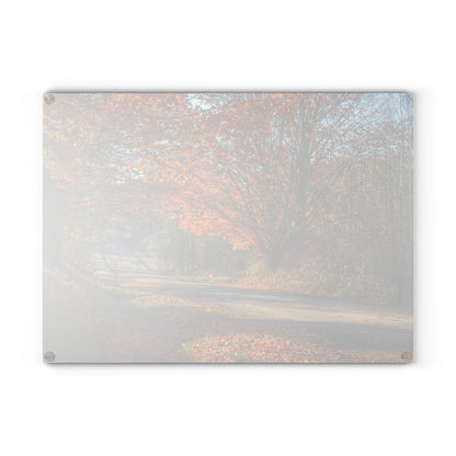 U R There Photography Fall on Oak Road Rustic Farmhouse Tempered-Glass Cutting Board