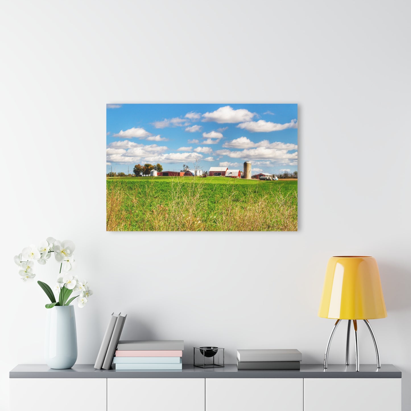 U R There Photography Pattison Road Farm Across the Field II Rustic Farmhouse Acrylic Wall Print
