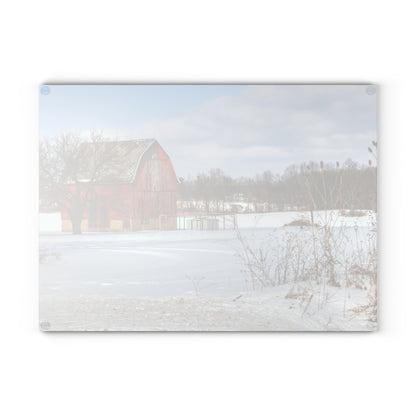 U R There Photography Oregon Road Hillside Red Rustic Farmhouse Tempered-Glass Cutting Board