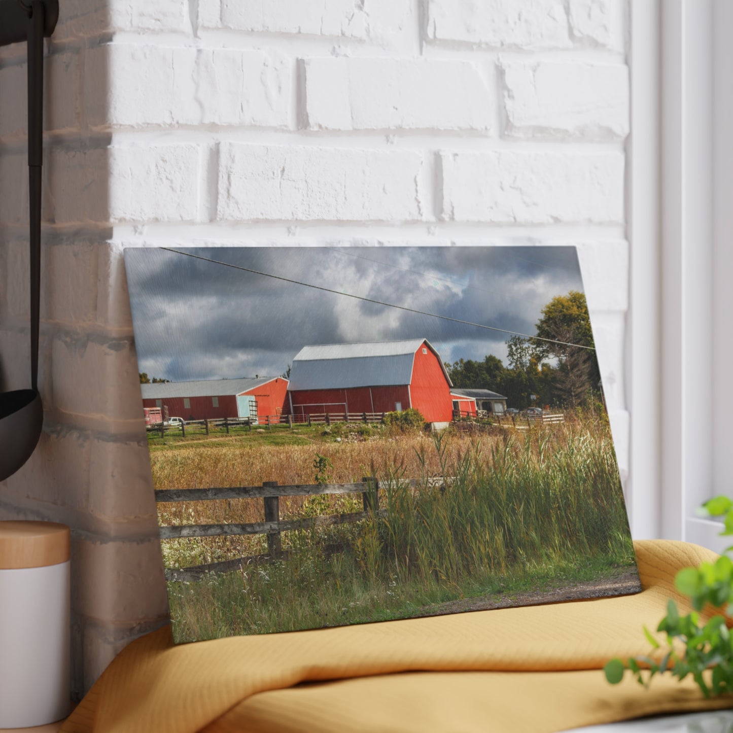 U R There Photography Beyond the Fence on Richfield Road Rustic Farmhouse Tempered-Glass Cutting Board