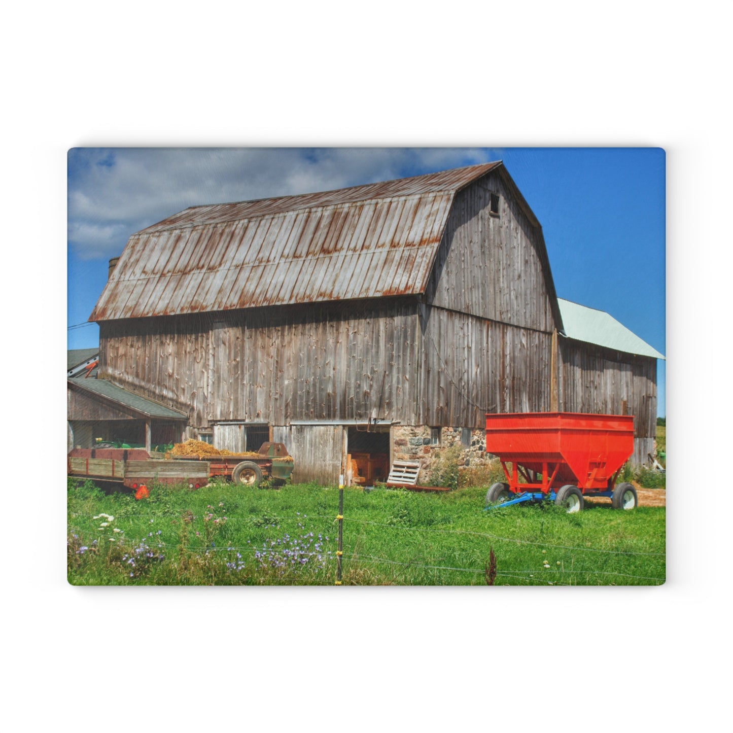 U R There Photography Kings Mill Grey Rustic Farmhouse Tempered-Glass Cutting Board