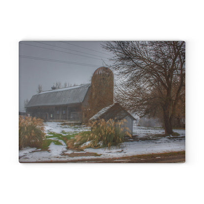 U R There Photography Ludwig Road Greys in the Fog Rustic Farmhouse Tempered-Glass Cutting Board