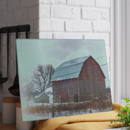 Barn Boutique Rustic Tempered-Glass Cutting Board| Lake Pleasant Stone Red and Little Grey