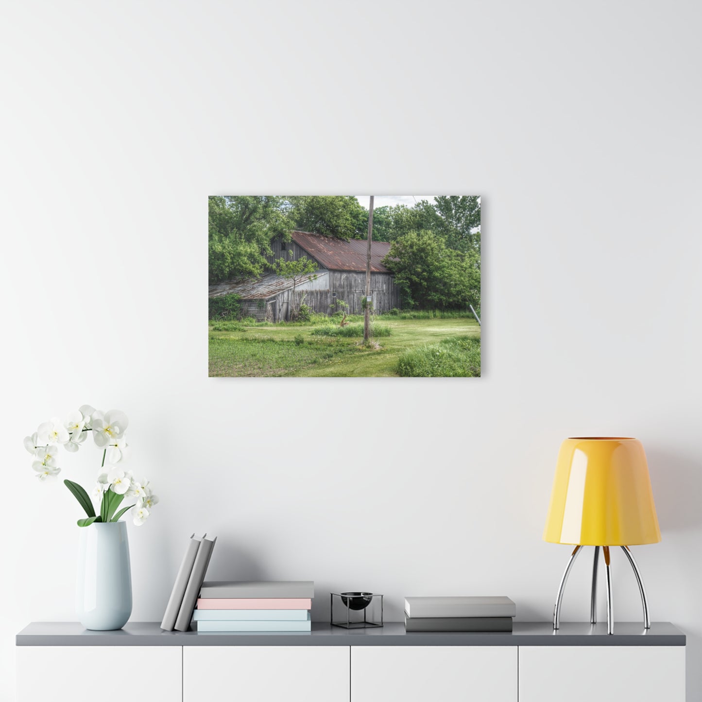 U R There Photography Frankenmuth Grey Saltbox Rustic Farmhouse Acrylic Wall Print