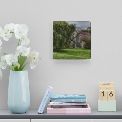 U R There Photography McDowell Road Grey Rustic Farmhouse Acrylic Analog Wall Clock