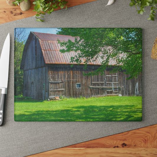 U R There Photography Sergent Road Grey Rustic Farmhouse Tempered-Glass Cutting Board