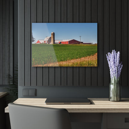 U R There Photography Pattison Road Farm Across the Field I Rustic Farmhouse Acrylic Wall Print