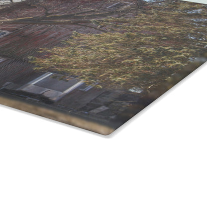 U R There Photography Lakeville Road Hidden Red Rustic Farmhouse Tempered-Glass Cutting Board