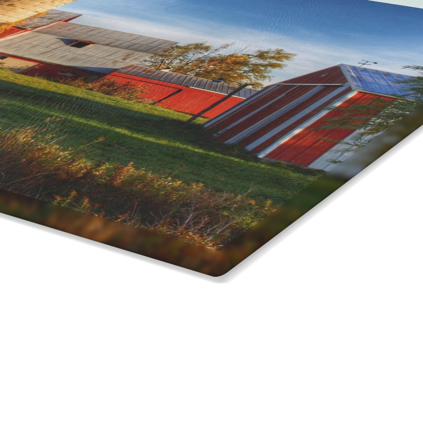 U R There Photography Maynard Road Reds Rustic Farmhouse Tempered-Glass Cutting Board