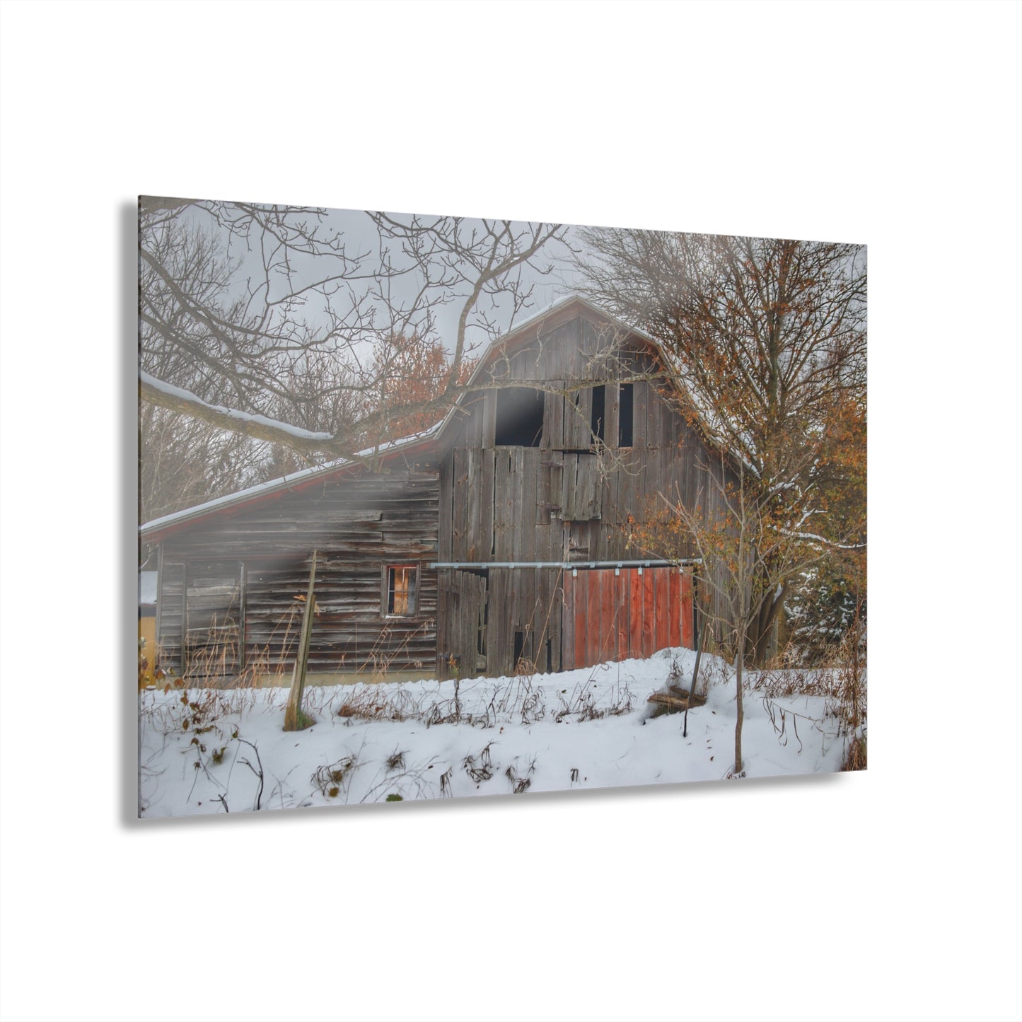 U R There Photography Hayes Road Grey in Winter I Rustic Farmhouse Acrylic Wall Print