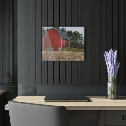 U R There Photography Fostoria Road Standing Man Red Rustic Farmhouse Acrylic Wall Print