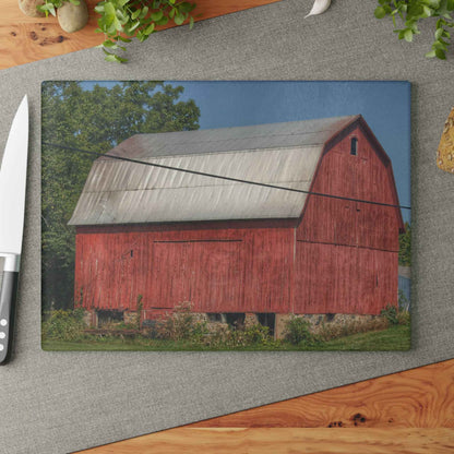 U R There Photography Belsay Road Red Rustic Farmhouse Tempered-Glass Cutting Board
