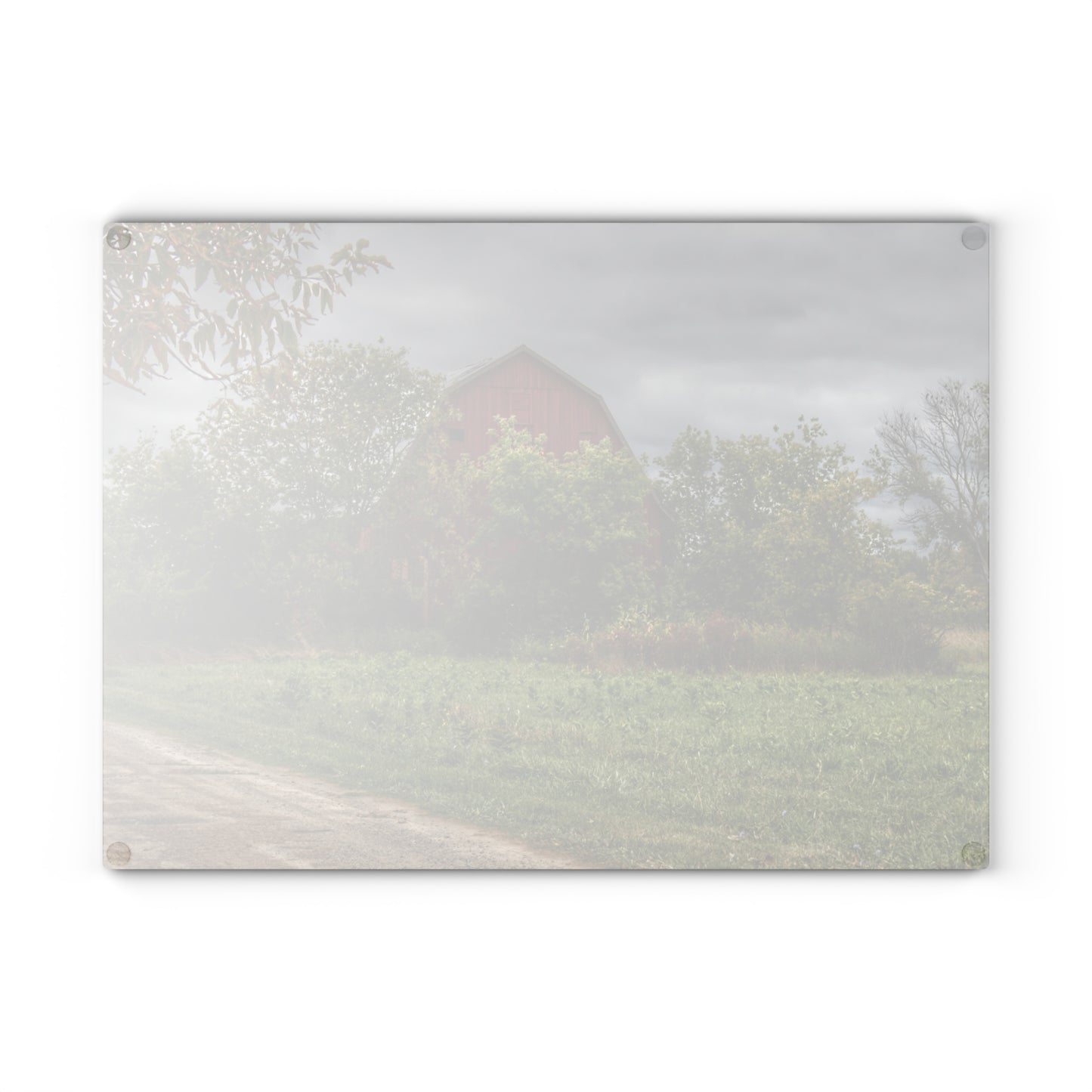 U R There Photography Bristol Road Hidden Red Rustic Farmhouse Tempered-Glass Cutting Board