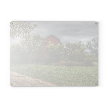 U R There Photography Bristol Road Hidden Red Rustic Farmhouse Tempered-Glass Cutting Board