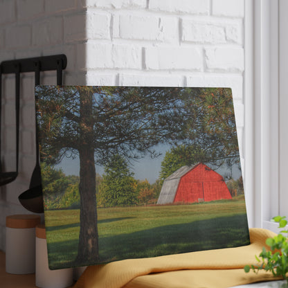 U R There Photography Peppermill Road Hidden Red Rustic Farmhouse Tempered-Glass Cutting Board