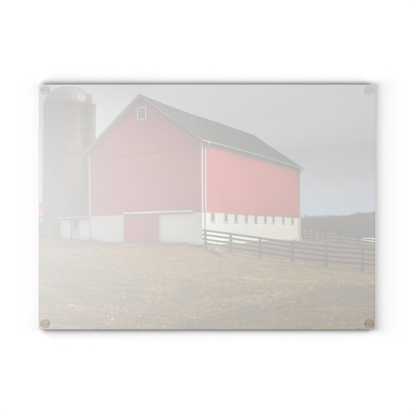 U R There Photography Brocker Road Red I Rustic Farmhouse Tempered-Glass Cutting Board