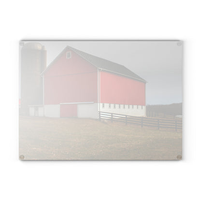 U R There Photography Brocker Road Red I Rustic Farmhouse Tempered-Glass Cutting Board