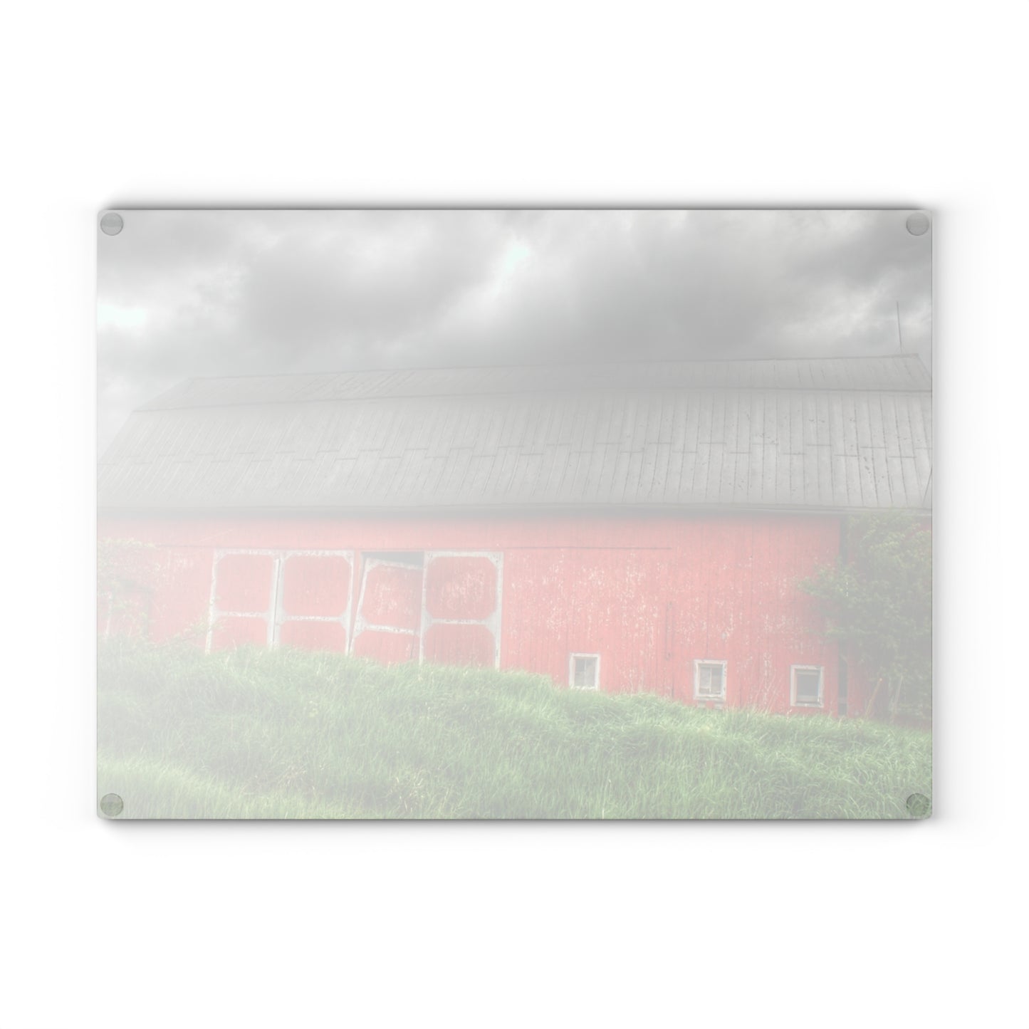 U R There Photography Stanley Road Red II Rustic Farmhouse Tempered-Glass Cutting Board