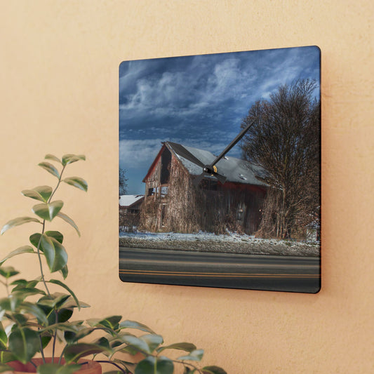 Rustic Farmhouse Wall Clock featuring Almont Van Dyke Red II