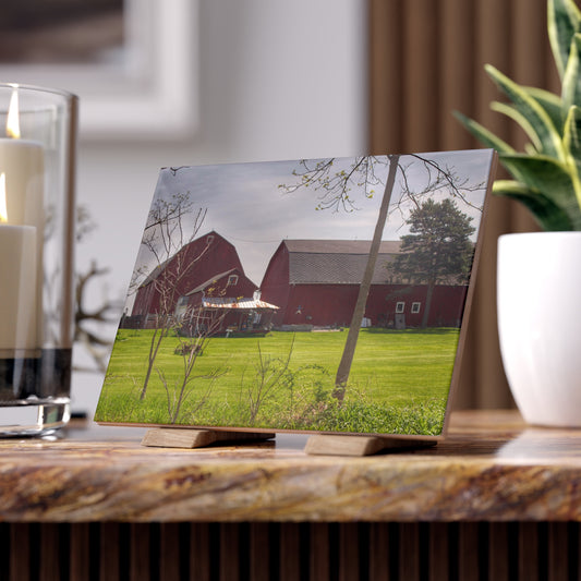 U R There Photography Bishop Road Reds I Rustic Farmhouse Decorative Ceramic Tile