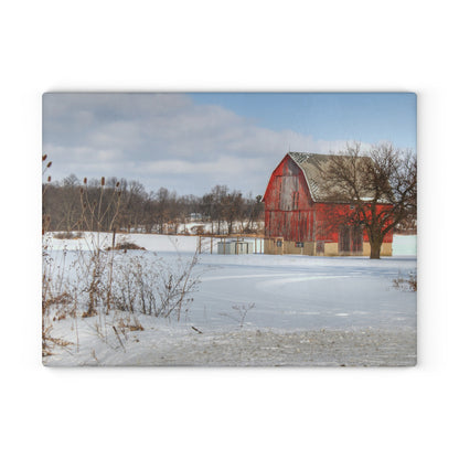 U R There Photography Oregon Road Hillside Red Rustic Farmhouse Tempered-Glass Cutting Board