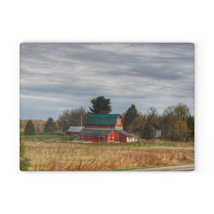 U R There Photography M-24 TnT Red II Rustic Farmhouse Tempered-Glass Cutting Board