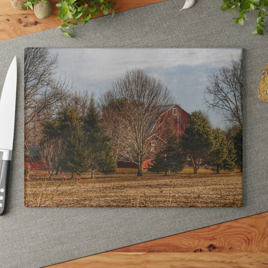 U R There Photography Irish Road Hidden Red Rustic Farmhouse Tempered-Glass Cutting Board