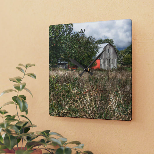 U R There Photography East Frances Road Hidden Grey I Rustic Farmhouse Acrylic Analog Wall Clock