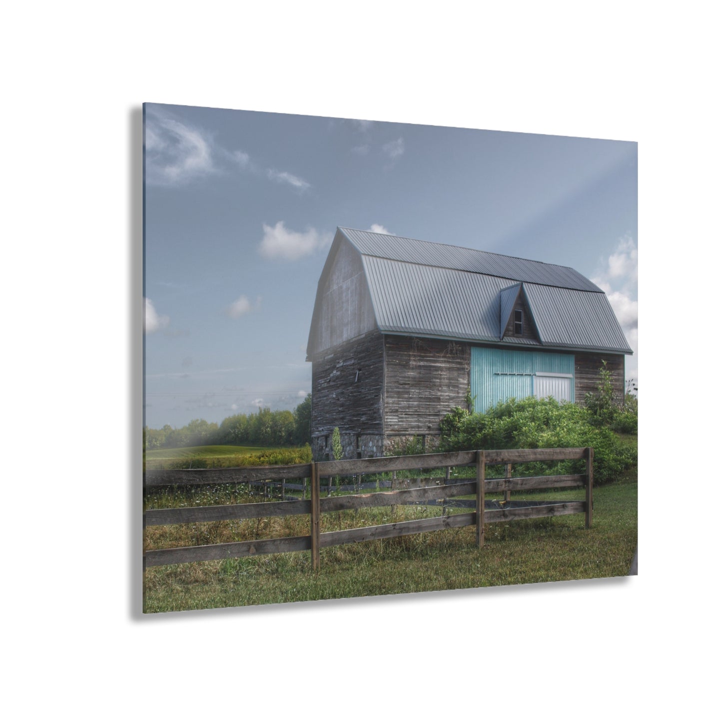 U R There Photography Harris Road Grey Rustic Farmhouse Acrylic Wall Print