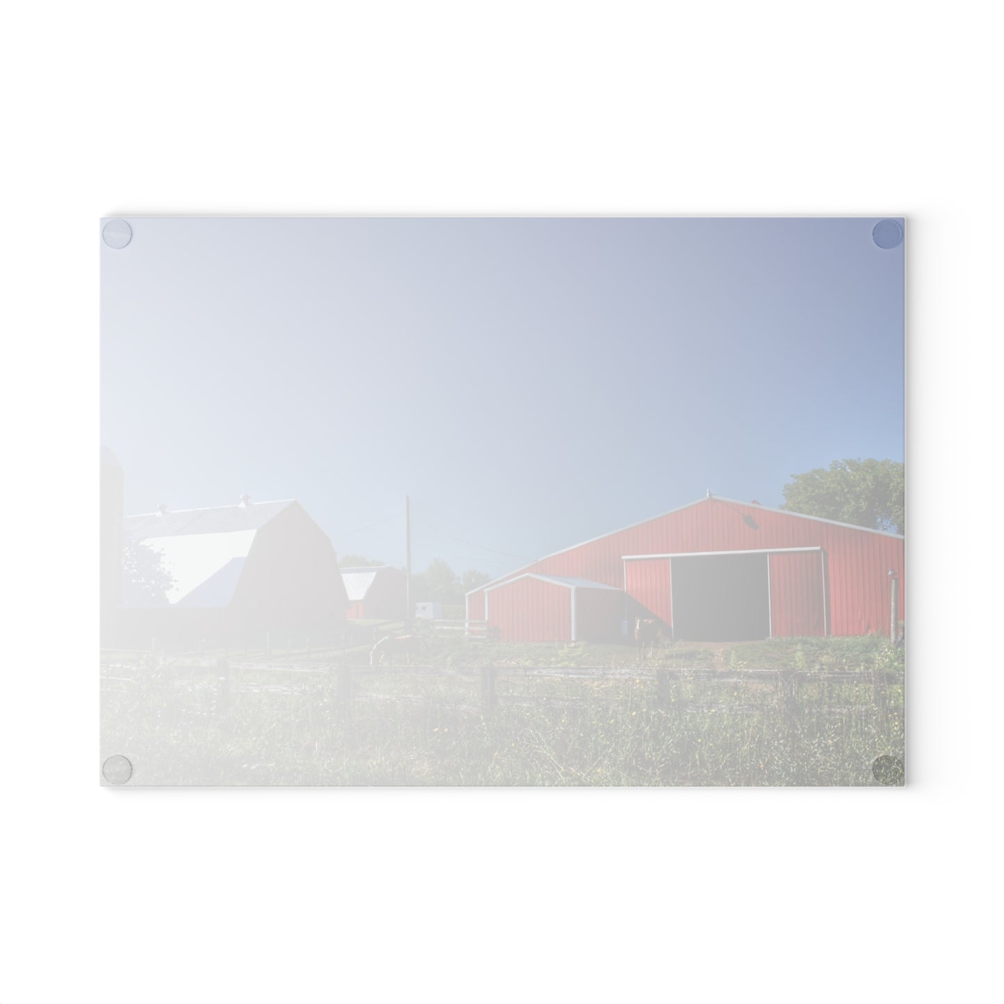 U R There Photography Mount Morris Road Farm and Horse Rustic Farmhouse Tempered-Glass Cutting Board