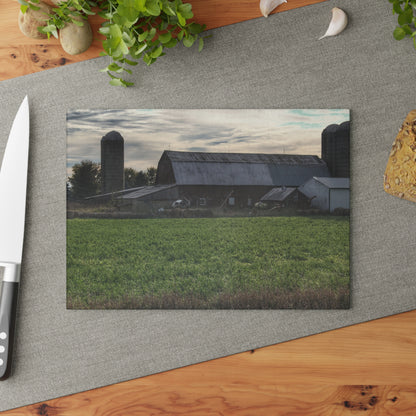 U R There Photography Shepard Road Farm II Rustic Farmhouse Tempered-Glass Cutting Board