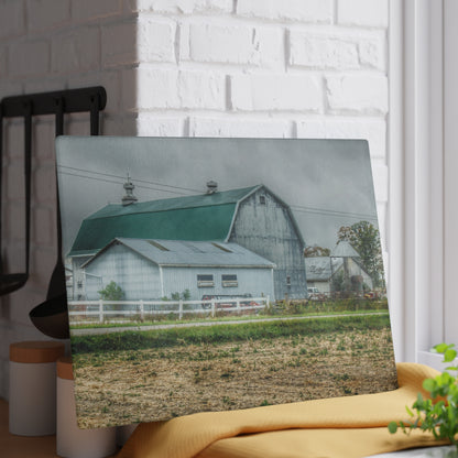 U R There Photography Richville Road Grey II Rustic Farmhouse Tempered-Glass Cutting Board