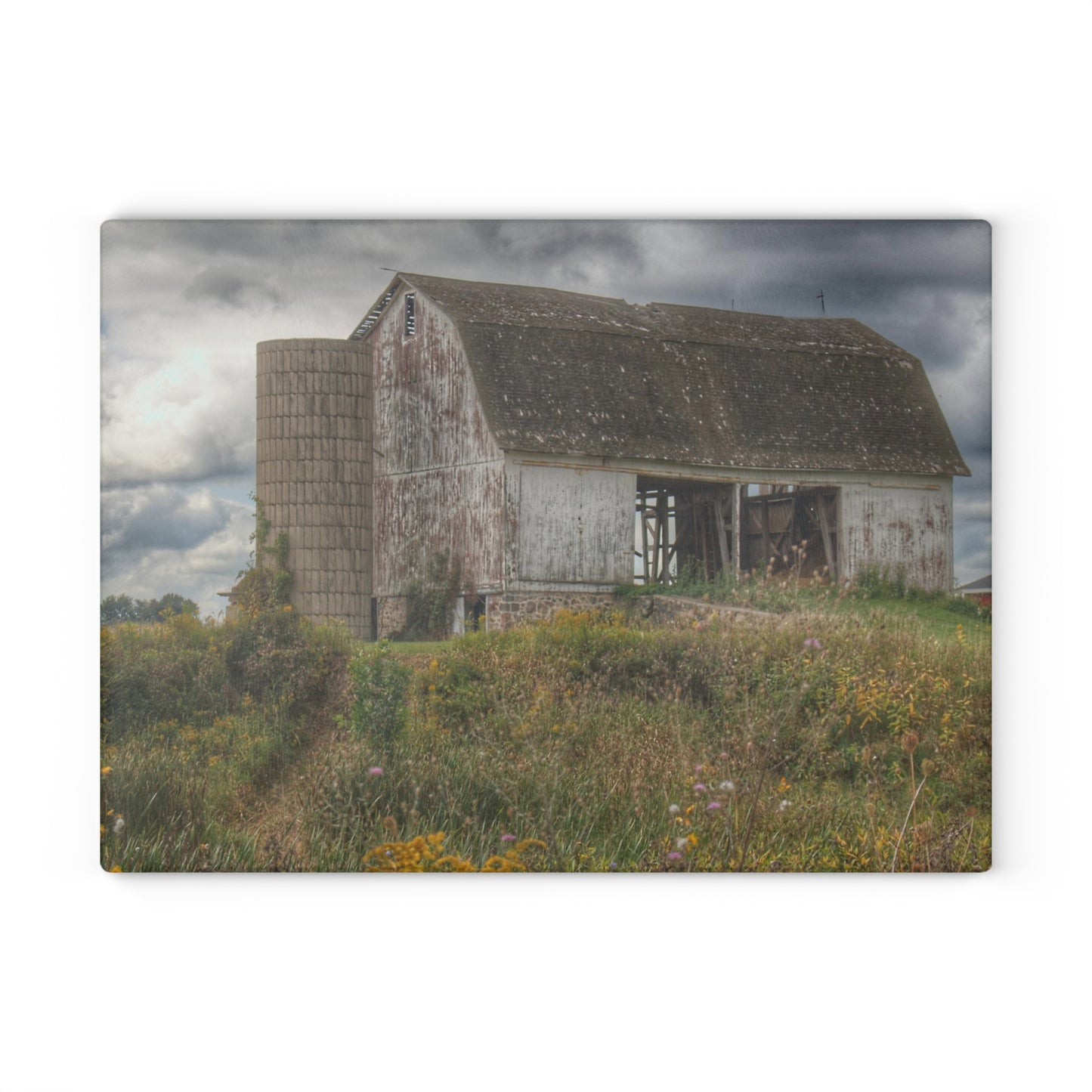 U R There Photography Castle Road White Rustic Farmhouse Tempered-Glass Cutting Board
