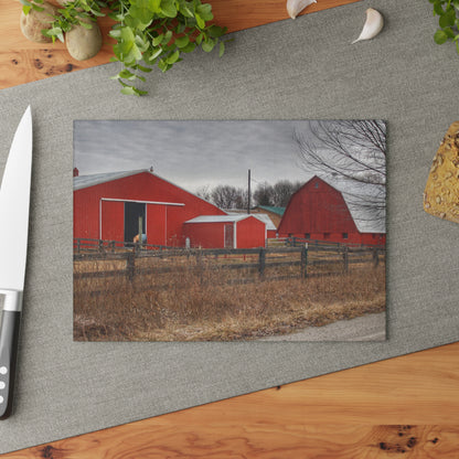 U R There Photography January Reds Rustic Farmhouse Tempered-Glass Cutting Board