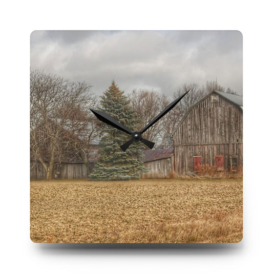 Frankenmuth Flint Street Farm Rustic Farmhouse Acrylic Analog Wall Clock 10.75'' × 10.75'' (Square)