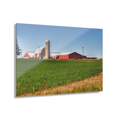 U R There Photography Pattison Road Farm Across the Field I Rustic Farmhouse Acrylic Wall Print
