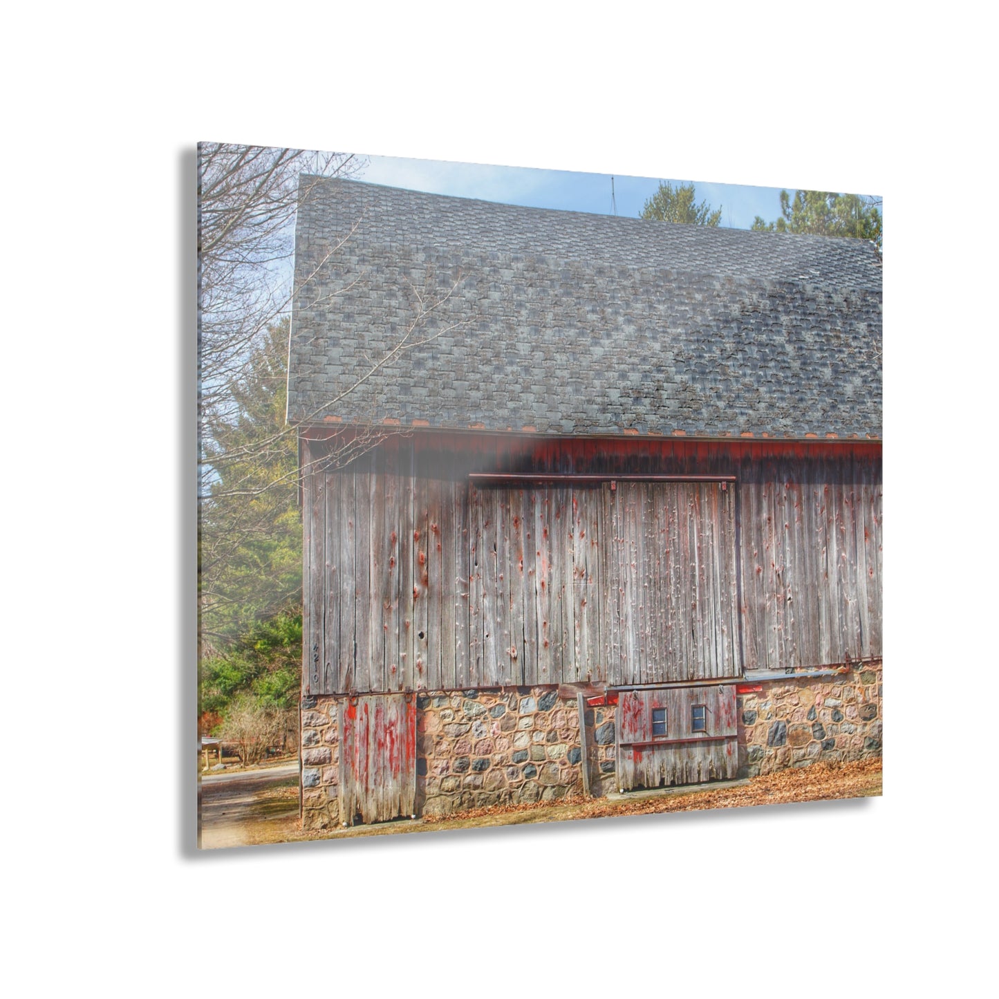 U R There Photography Leix Road Stone Red Rustic Farmhouse Acrylic Wall Print