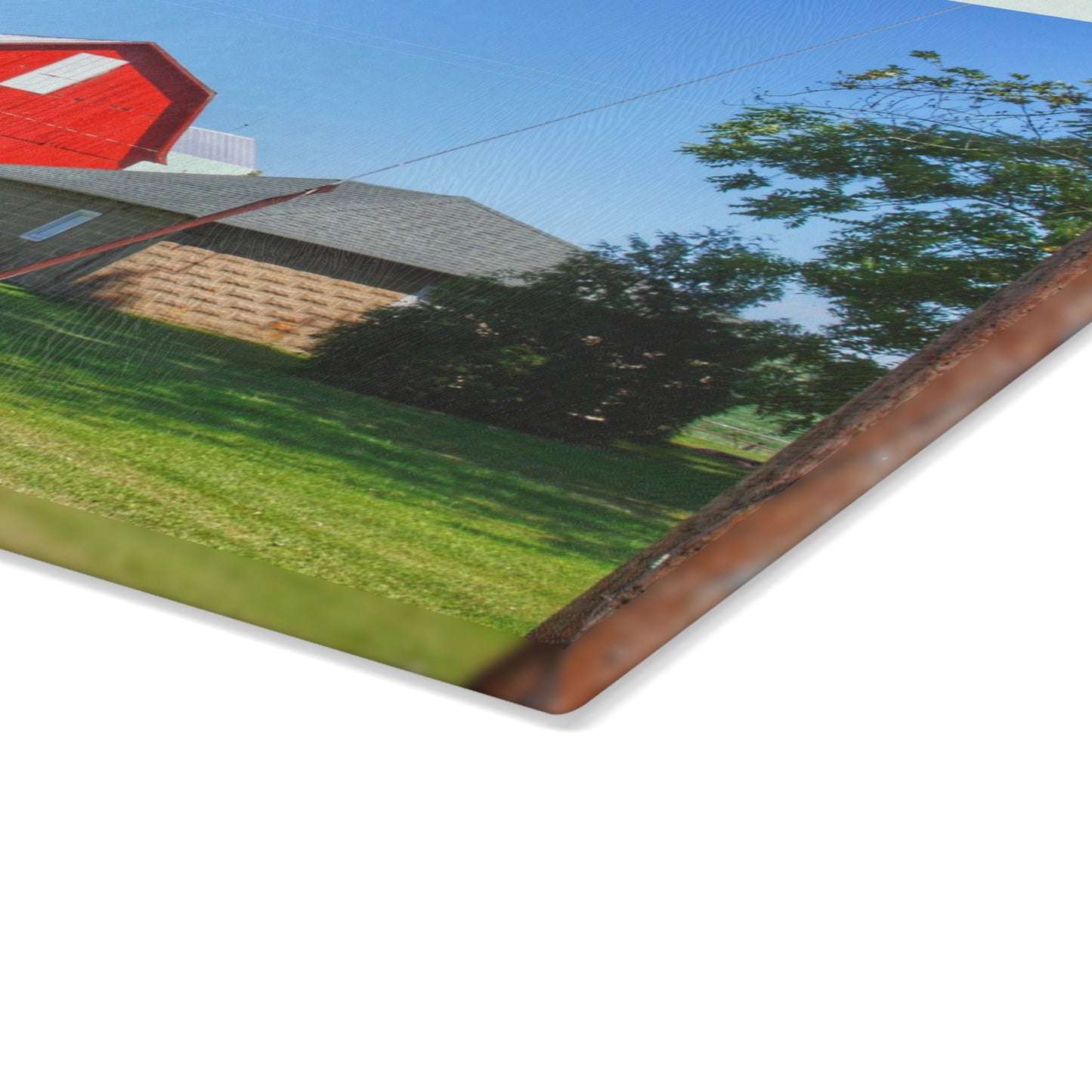 U R There Photography East Lake Road Red Rustic Farmhouse Tempered-Glass Cutting Board