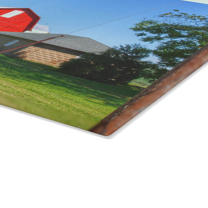 U R There Photography East Lake Road Red Rustic Farmhouse Tempered-Glass Cutting Board
