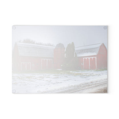 U R There Photography Holmes Road Red II Rustic Farmhouse Tempered-Glass Cutting Board