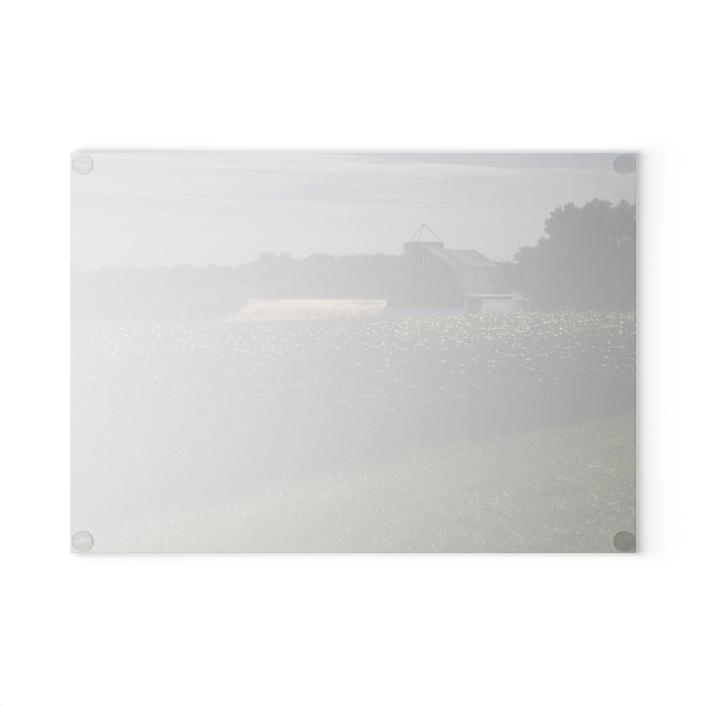 U R There Photography Above the Corn on Piersonville Road II Rustic Farmhouse Tempered-Glass Cutting Board