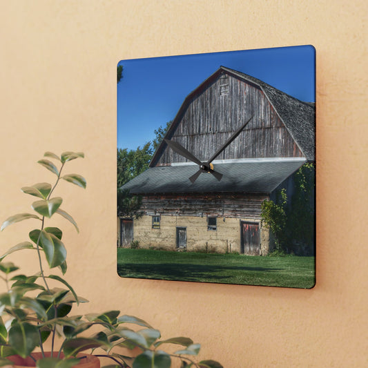 U R There Photography Snover Old Grey Rustic Farmhouse Acrylic Analog Wall Clock