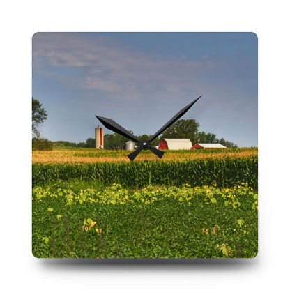 Rustic Farmhouse Wall Clock featuring Across the Field in Clifford