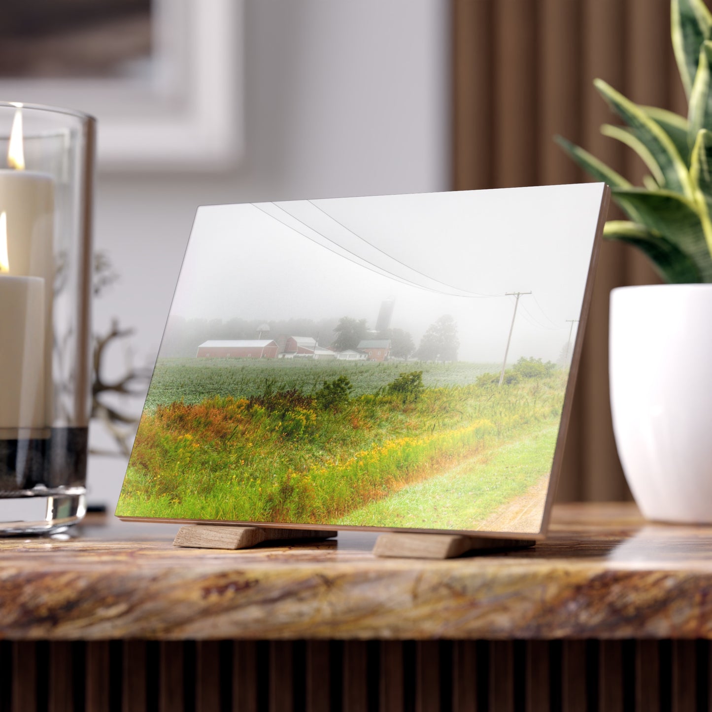 U R There Photography Beyond the Fog Rustic Farmhouse Decorative Ceramic Tile