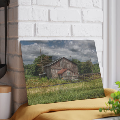 U R There Photography Millington Road Grey Horse Barn Rustic Farmhouse Tempered-Glass Cutting Board